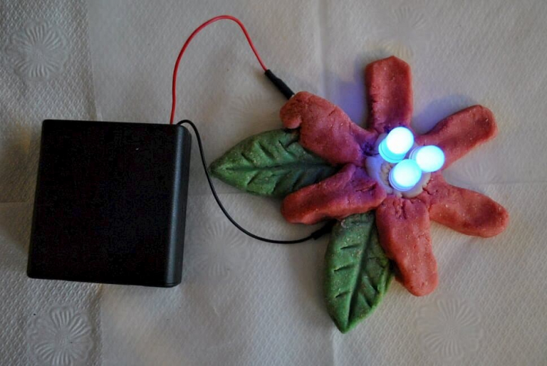 Making with Squishy Circuits by Mrs. J in the Library.