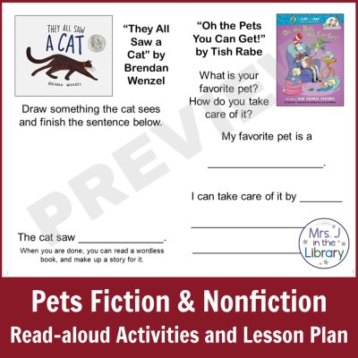 Booklet activities in Pets Fiction and Nonfiction Read-aloud Unit.
