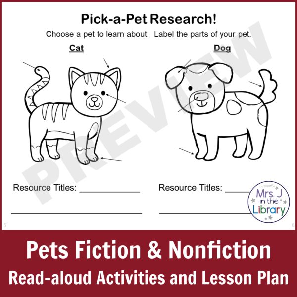 Research activities screenshot in Pets Fiction and Nonfiction Read-aloud Unit.